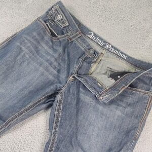 Affliction Archaic Premium Jeans Mens 36x31 Blue Denim Embroidered Flap Pockets